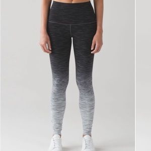 Lululemon Wunder Under High Rise Tights 31” Sz 10 Black White Ombré Melange Luon